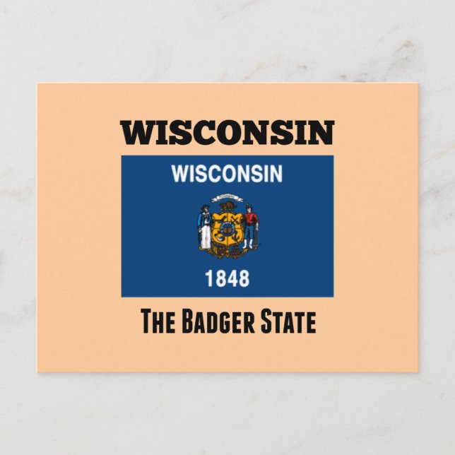 Flagga Wisconsin, delstaten Badger Vykort (Framsida)