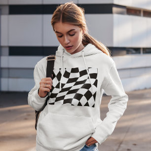 Flagga Womens Hoodie, svart och vit T Shirt