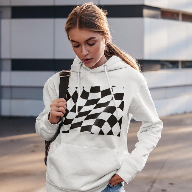 Flagga Womens Hoodie, svart och vit T Shirt (Skapare uppladdad)