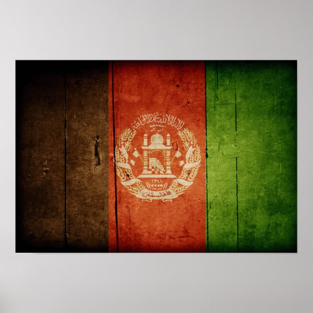 Flagga Wood Afghanistan; Afghanistan Poster (Framsidan)