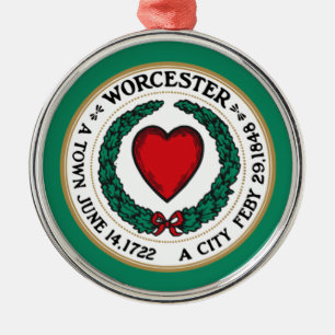 Flagga Worcester (Massachusetts) Ceramic Orn Julgransprydnad Metall