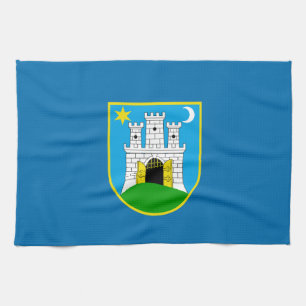 Flagga Zagreb, Kroatien Kitchen Towel Kökshandduk