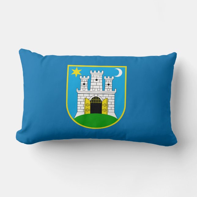 Flagga Zagreb, Kroatien Lumbar Pillow Lumbarkudde (Framsida)