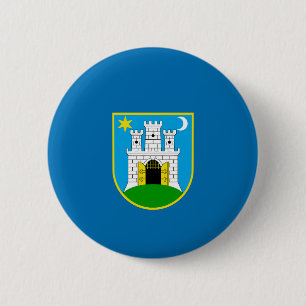 Flagga Zagreb, Kroatien Pinback Button Knapp