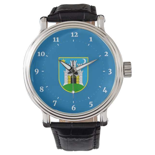 Flagga Zagreb, Kroatien Watch Armbandsur (Framsida)