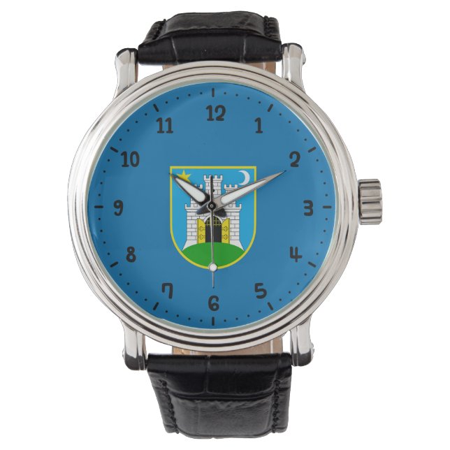 Flagga Zagreb, Kroatien Watch Armbandsur (Framsida)