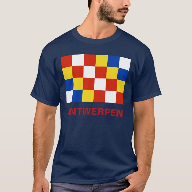 FlaggaAntwerpen Anvers Antwerp landskap Belgien T Shirt (Framsida)