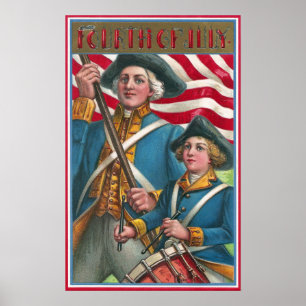 Flaggabärare och handelsresandepojke poster