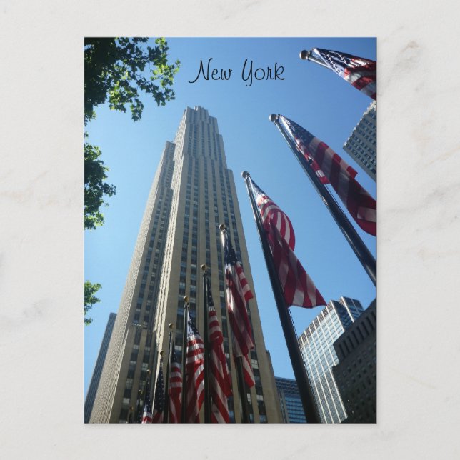 flaggad rockefeller vykort (Framsida)