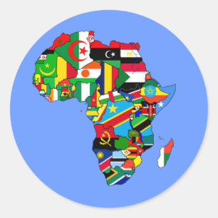 Flaggakarta av afrikaflaggor - afrikansk runt klistermärke