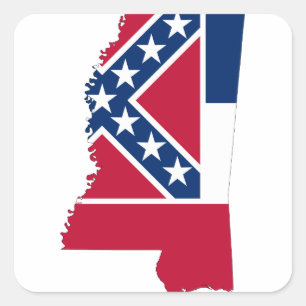Flaggakarta av Mississippi Fyrkantigt Klistermärke