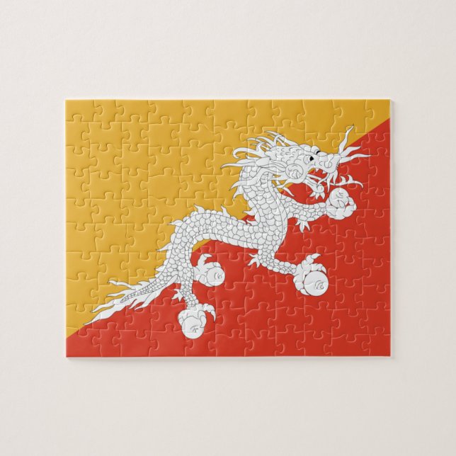 Flaggan av Bhutan Bildpussel Pussel (Horisontell)