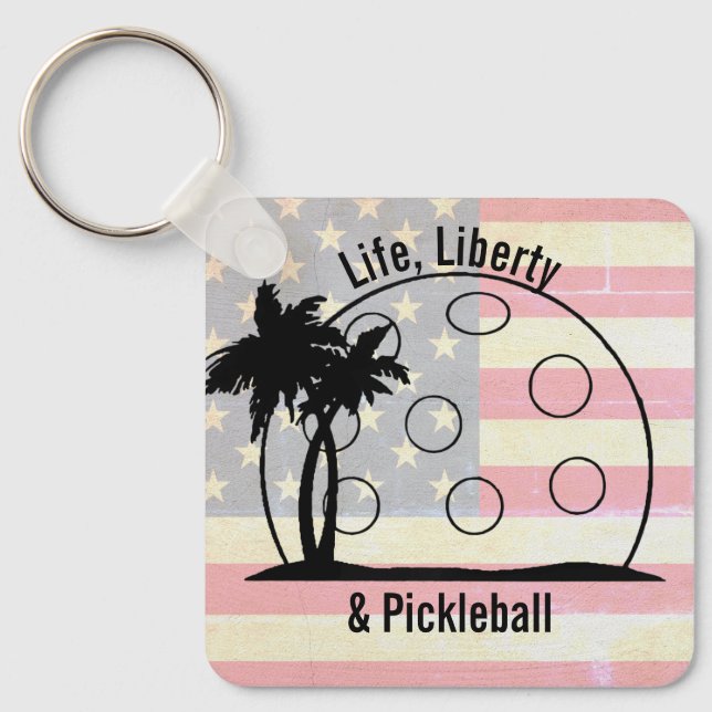 FLAGGAN BLEKNAT Liv Frihet & Pickleball USA Nyckelring (Framsida)
