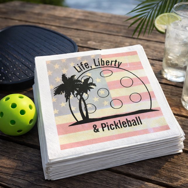 FLAGGAN FADATS Liv Frihet & Pickleball USA Pappersservett (Skapare uppladdad)