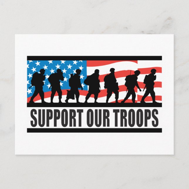 Flaggdesign för "Support Our Troops" Vykort (Framsida)