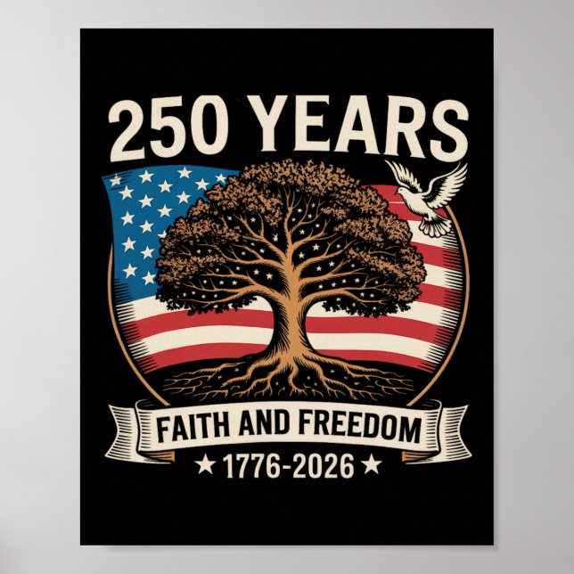 Flaggkors-träd 250 år tro och frihet 1776-2 poster (Framsidan)