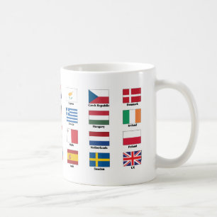Flaggor av 28 Europeiska unionEGnationer - ingen Kaffemugg
