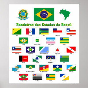 Flaggor av den Brasilien affischen Poster