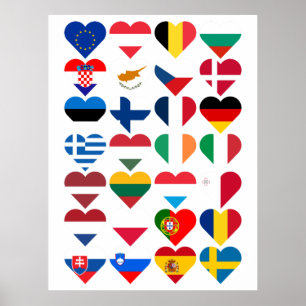 Flaggor av EU-vykort Poster