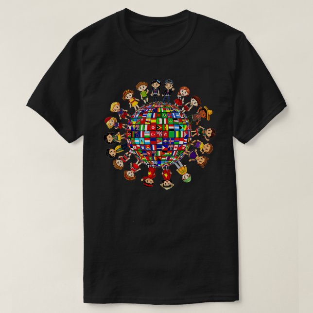 Flaggor av världsmästerskapet i kulturell mångfald t shirt (Design framsida)