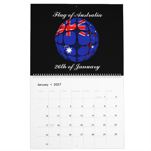 Flaggor av världsväggkalendern 2015 kalender (Jan 2027)