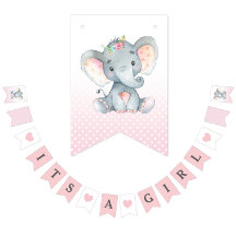 Flaggor Banner Elephant Rosa