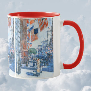 Flaggor Femte Avenue av Childe Hassam, Vintage Art Kaffemugg
