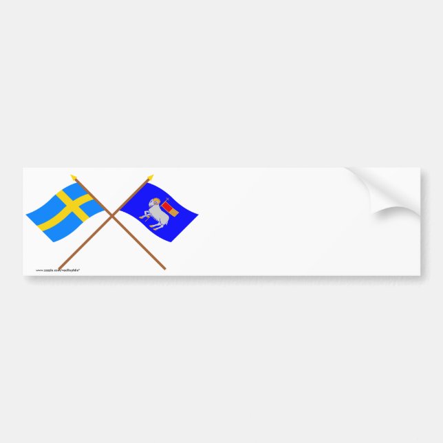 Flaggor för korsad sverige- och Gotlands län Bildekal (Framsidan)