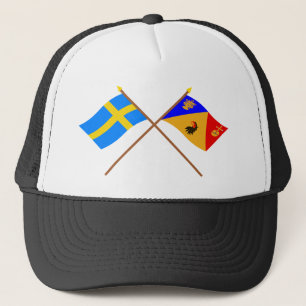 Flaggor för korsad sverige- och Stockholms län Truckerkeps