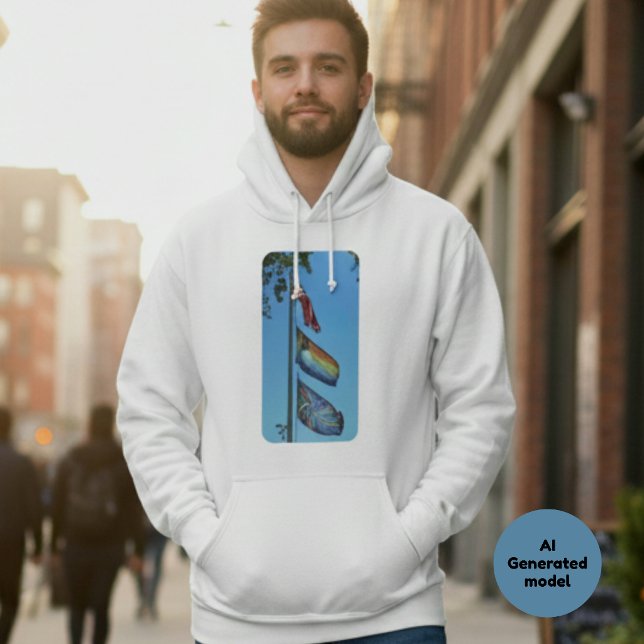 Flaggor för Pride USA Regnbåge Fred Björnsamverkan Hoodie (Skapare uppladdad)