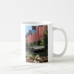 Flaggor för rutt 66 med Corvette Kaffemugg