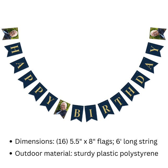 Flaggor Foto Navy Guld 80-års Födelsedag Lycka til (SEE FULL SUITE AT BOTTOM)