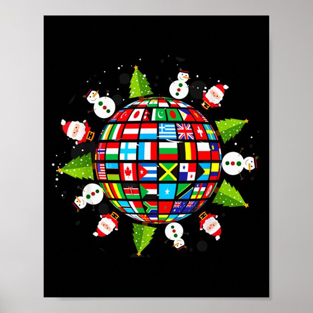 Flaggor Från Hela Världen, Jul Runt Om I Världen  Poster (Framsidan)