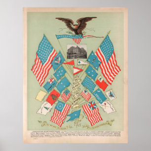 Flaggor i Amerikansk historia (1901) Historic USA Poster