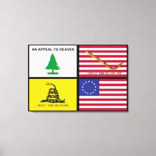 Flaggor i den amerikanska Revolutionen Canvastryck