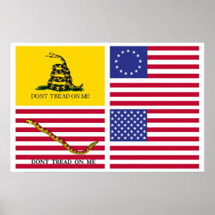Flaggor i den amerikanska Revolutionen Poster
