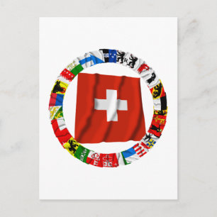 Flaggor i kantonerna Schweiz Vykort