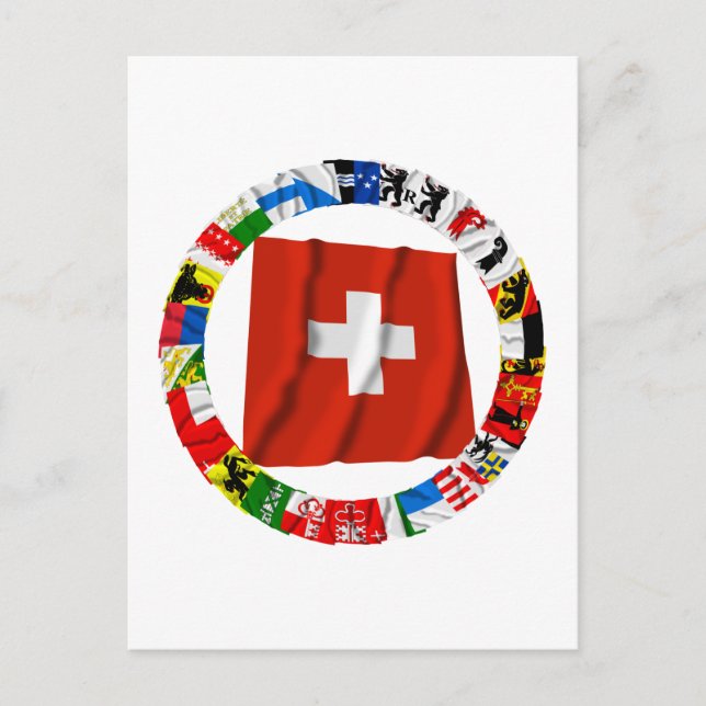 Flaggor i kantonerna Schweiz Vykort (Framsida)