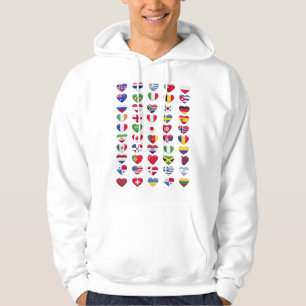 Flaggor i land hjärtform hoodie