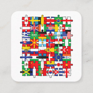 FLAGGOR i LAND i INTERNATIONELL FLAGGA Fyrkantigt Visitkort