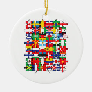 FLAGGOR i LAND i INTERNATIONELL FLAGGA Julgransprydnad Keramik