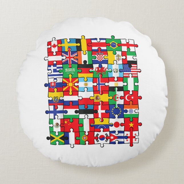 FLAGGOR i LAND i INTERNATIONELL FLAGGA Rund Kudde (Framsidan)