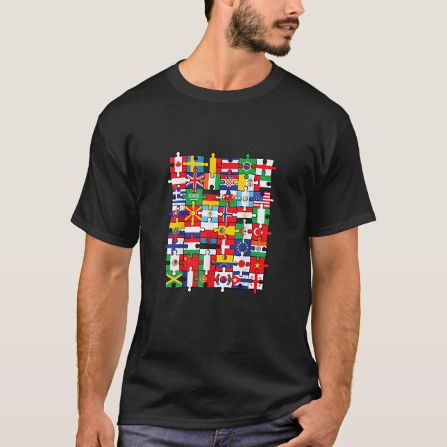 FLAGGOR i LAND i INTERNATIONELL FLAGGA T Shirt (Framsida)