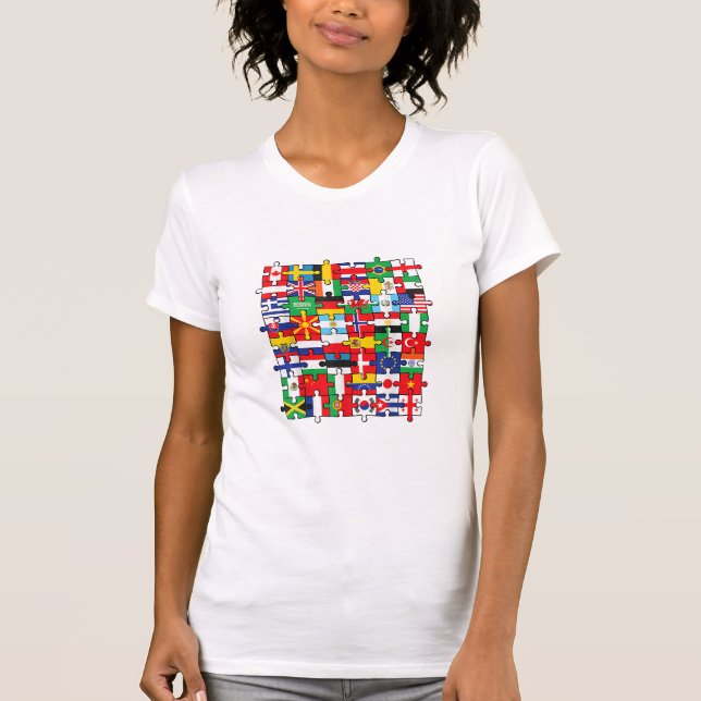 FLAGGOR i LAND i INTERNATIONELL FLAGGA T Shirt (Framsida)