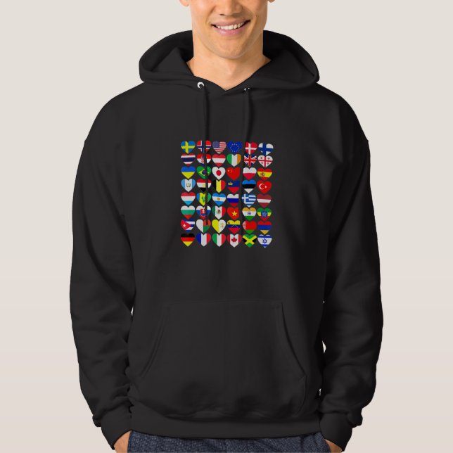 FLAGGOR i LAND i INTERNATIONELL Hoodie (Framsida)