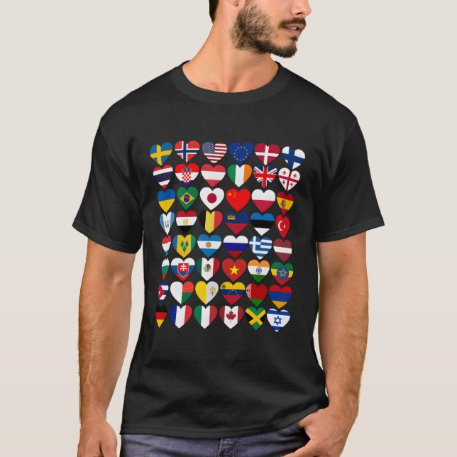 FLAGGOR i LAND i INTERNATIONELL T Shirt (Framsida)