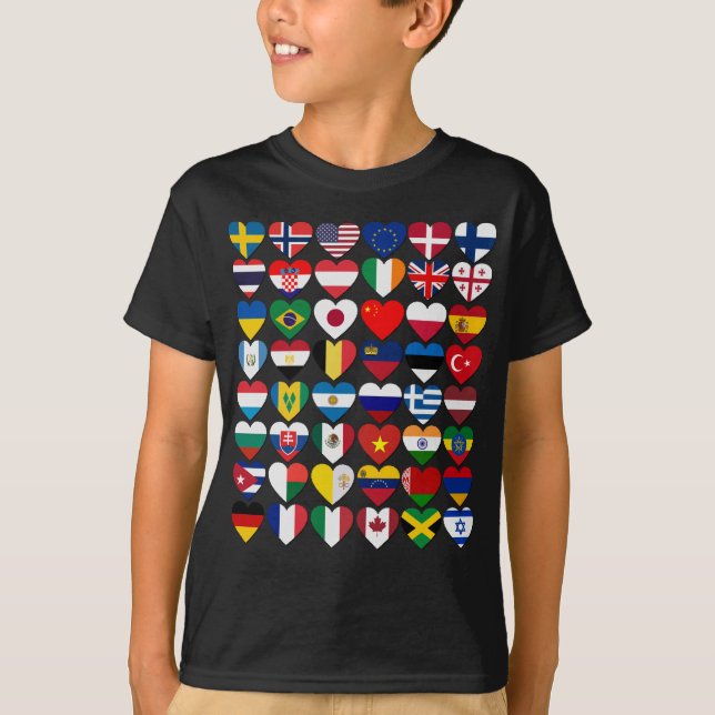 Flaggor i Land i Internationell  T Shirt (Framsida)