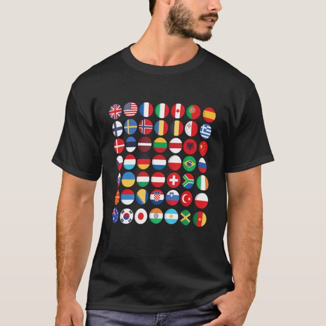 FLAGGOR i LAND i INTERNATIONELL T Shirt (Framsida)
