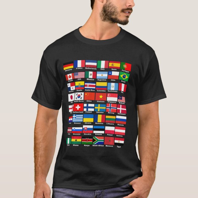 FLAGGOR i LAND i INTERNATIONELL T Shirt (Framsida)