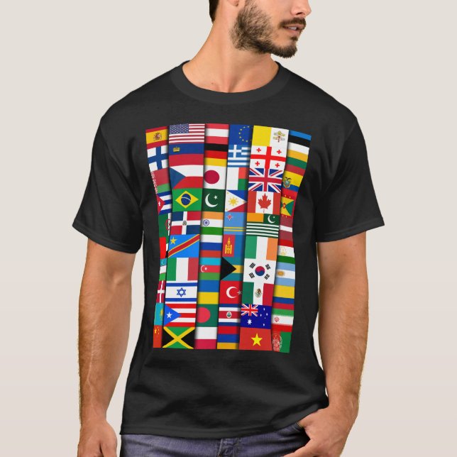 Flaggor i Land i Internationell  T Shirt (Framsida)